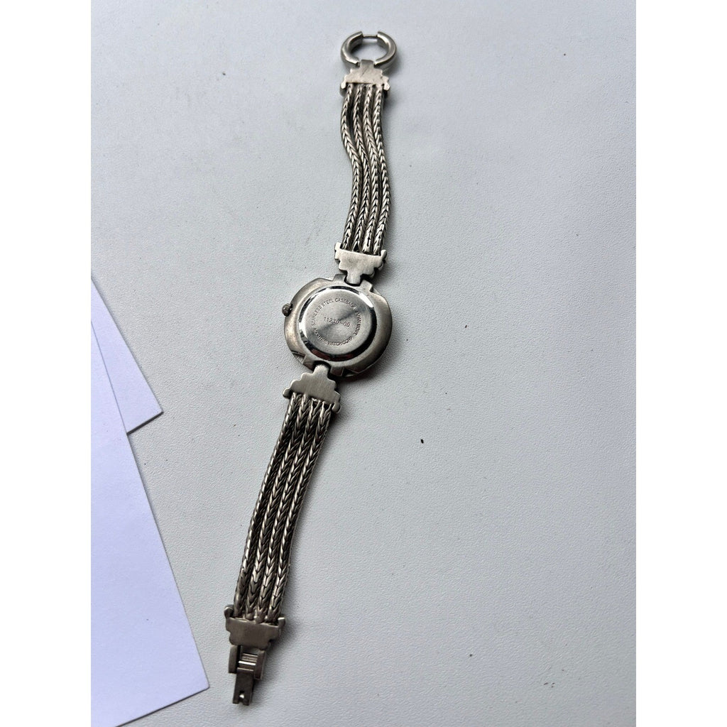 Vintage Quartz Watch 11230-00 Japan Movt Silver Tone Braided Band Needs Battery