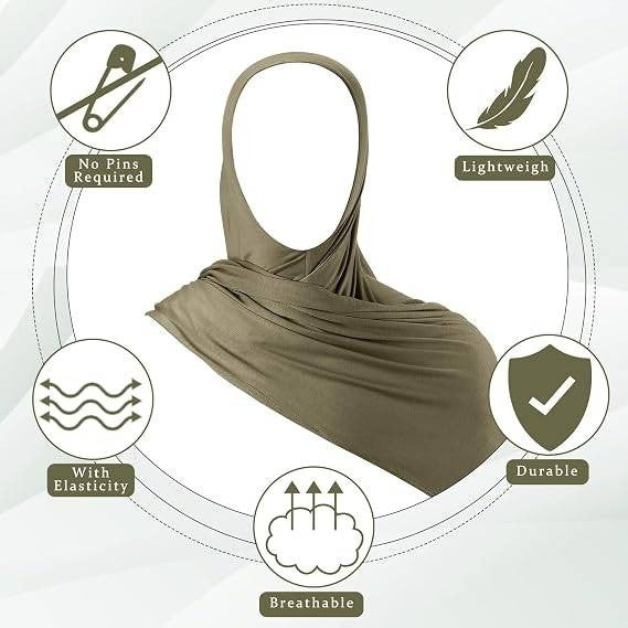 Set of 2 MSRP $23 Handepo Women's Coffee, Army Green Instant Hijab Jersey Muslim