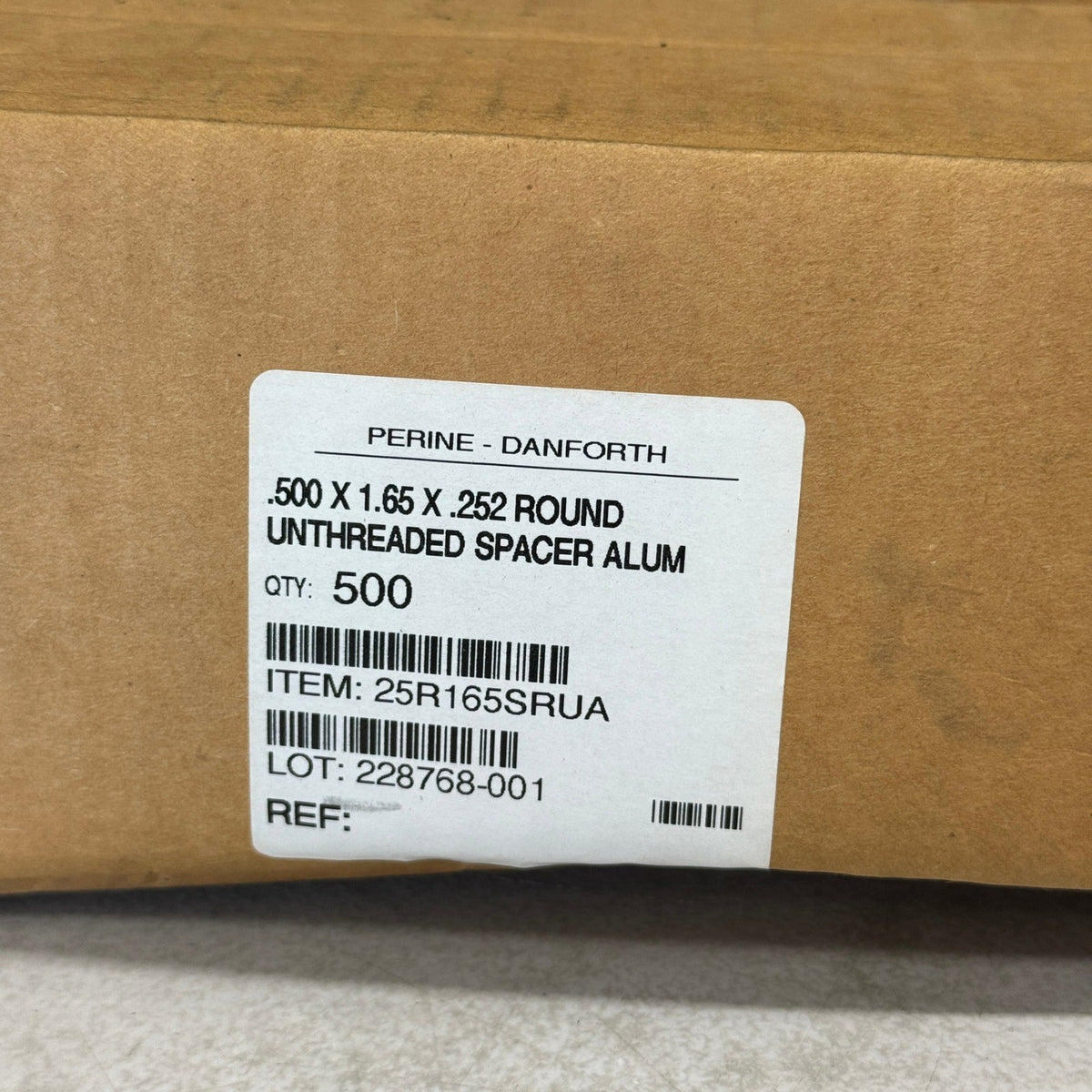 Pack of 500 Perine-Danforth .500 x 1.65 x .252 Round Unthreaded Spacer Aluminum