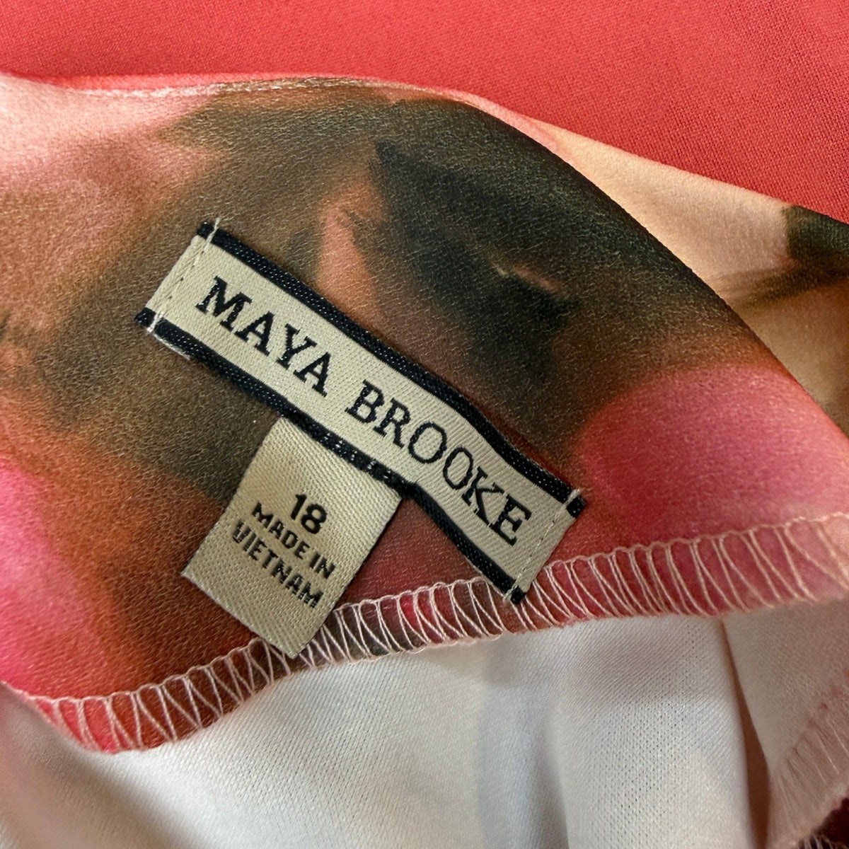 MSRP $94 Maya Brooke Womens 18 Coral Blush Two Piece Floral Jacket Dress