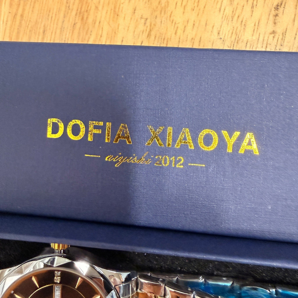 Dofia Xiaoya Aiyishi 1832 Men's Two Tone Stainless Steel Quartz Watch Black Dia