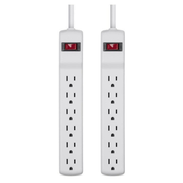 Pack of 2 Belkin F5C048-2 Surge Protectors 6 Outlets 2ft Cord White Extension