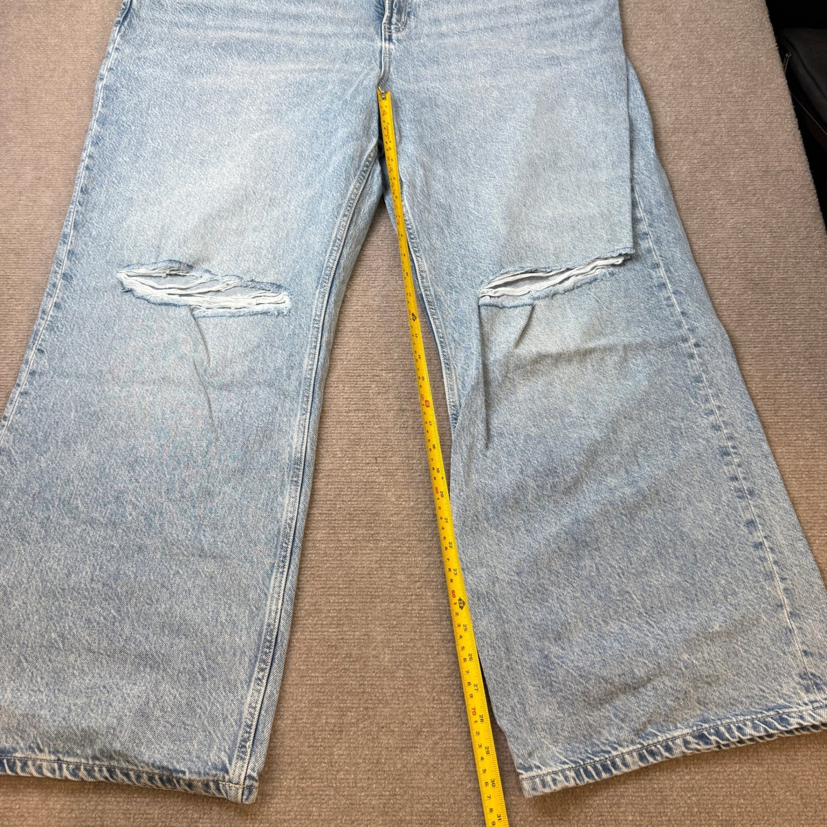MSRP $54 Arizona Jean Co Womens 22 Light Plaid Bow Super Low Rise Jeans Straight