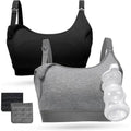 Set of 2 MSRP $48 Momcozy L Black, Grey Pumping Nursing Bra Hands Free Maternity
