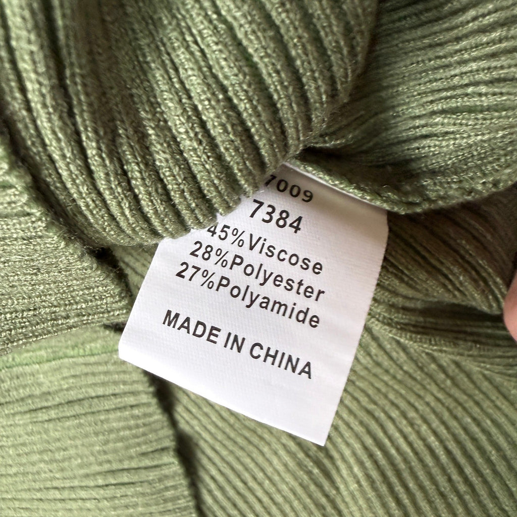 MSRP $35 PRETTYGARDEN Women's S Quarter Zip Mock Neck Rib Fitted Sweater Green