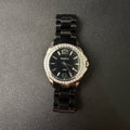 Armitron Now 75/3935SV Women's Silver Tone Quartz Black Band Watch New Battery