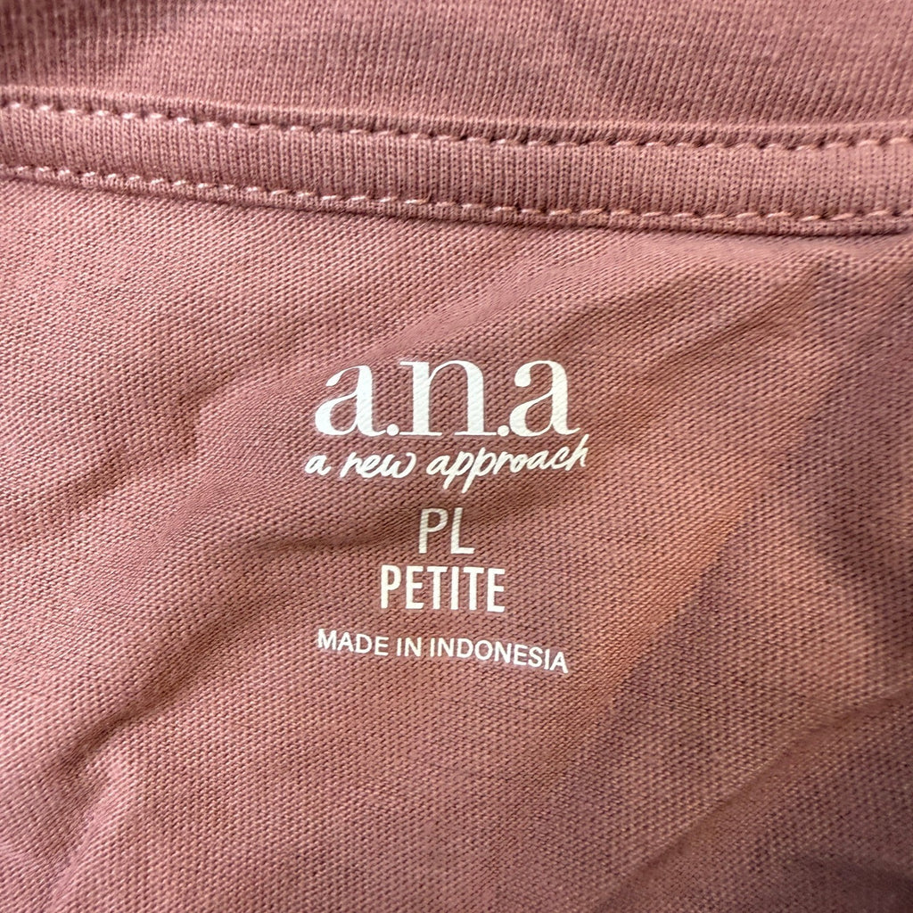 MSRP $16 A.N.A Womens L Petite Burlwood Round Neck Short Sleeve T-Shirt