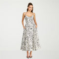 MSRP $88 Belle Vie Womens 6 Ivory Black Floral Print Poplin Midi Dress Sleeve