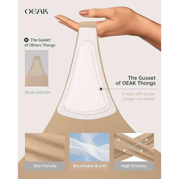 OEAK Women's Skin Nude S Seamless Thongs No Show Invisible Underwear G-String
