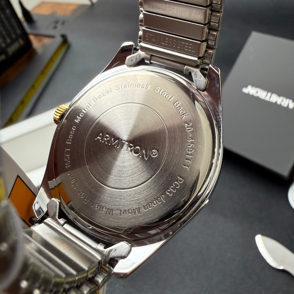 Armitron 20/4591TT Men's Two Tone Day-Date Expansion Band Watch New Battery