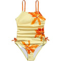 MSRP $35 Floerns Girl's 11 Years One Piece Swimsuit Flower Bow Side Ruched Beac
