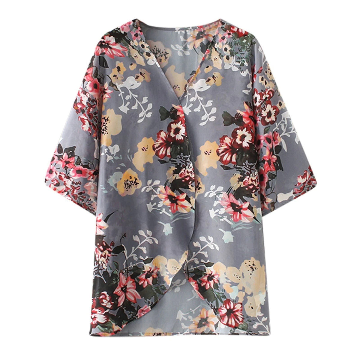 Large Swimsuit Coverup,Swim Suits Women Floral Print Chiffon Cardigan Short