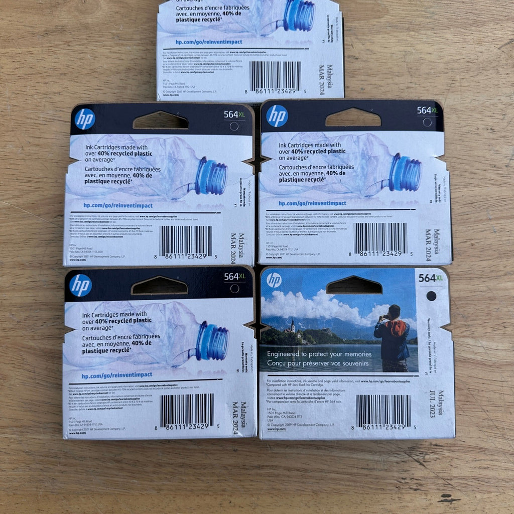 Set of 5 HP 564XL Black CN684WN Original Ink Cartridge EXP 1x 07/2023, 4