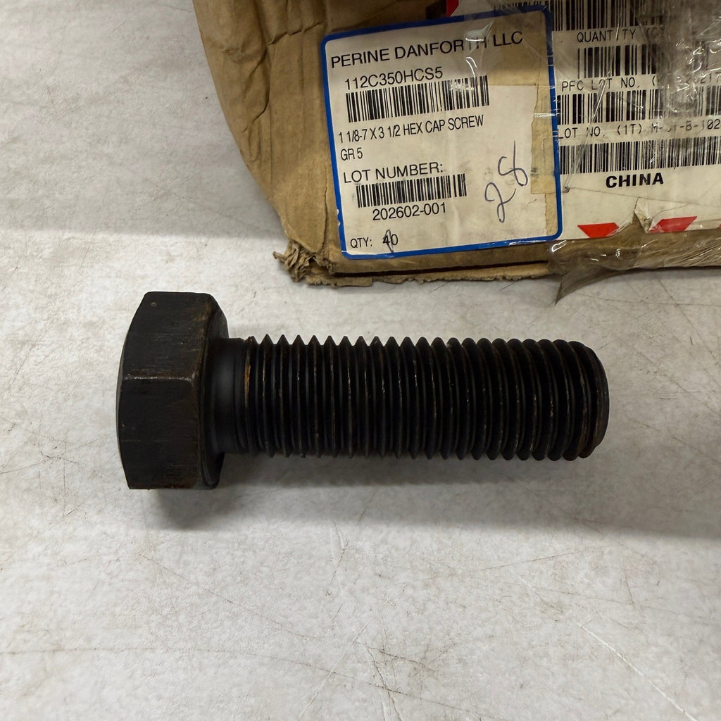 Pack of 28 Perine Danforth 1 1/8-7 x 3-1/2" Grade 5 Hex Cap Screws Plain