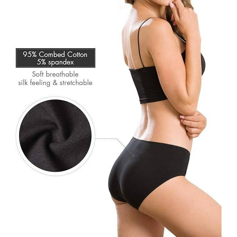 Set of 6 MSRP $33 Altheanray Women's S Black Cotton Underwear Seamless