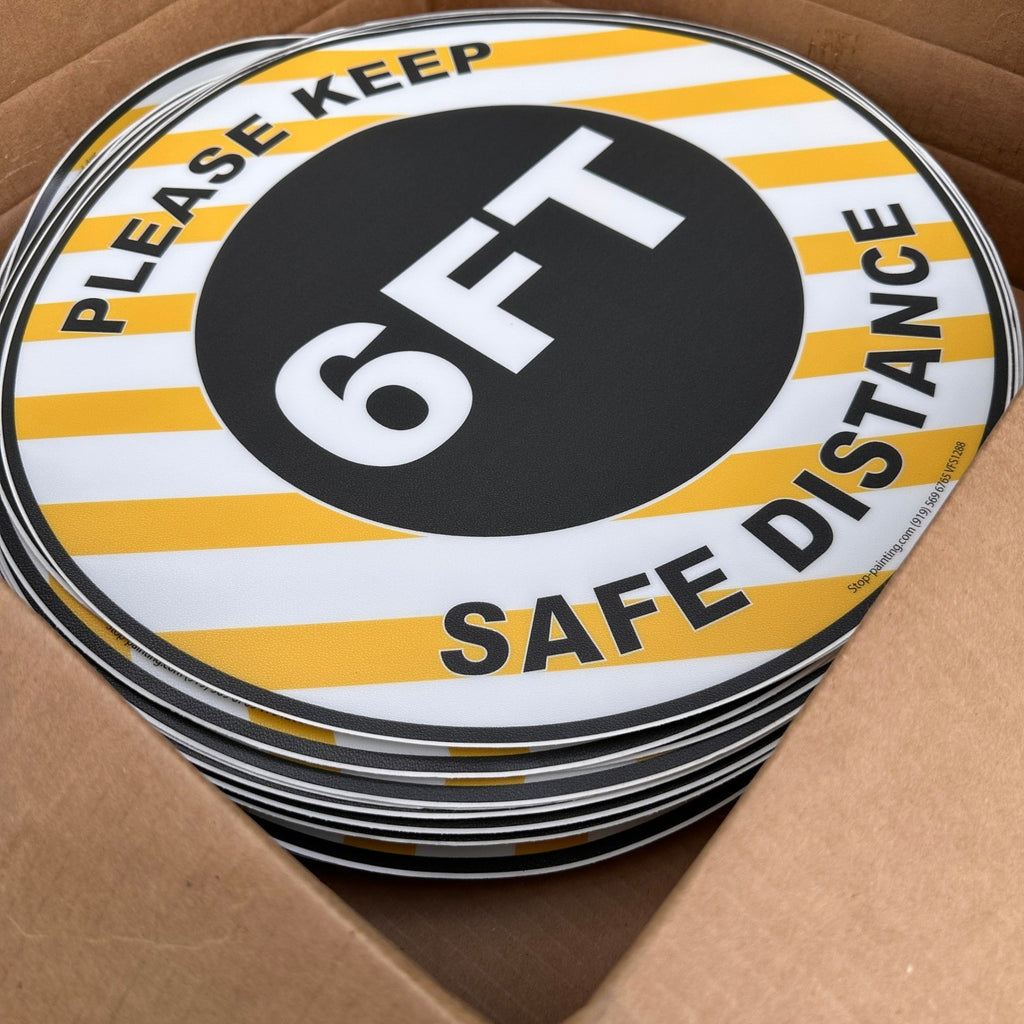 Lot of 5 Keep 6FT Safe Distance Sign 17.5" Round Vinyl Floor Decal VFS1288