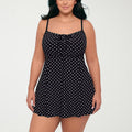 MSRP $109 Sonnet Shores Womens 18W, 22W Black/White Dots Swim Dress