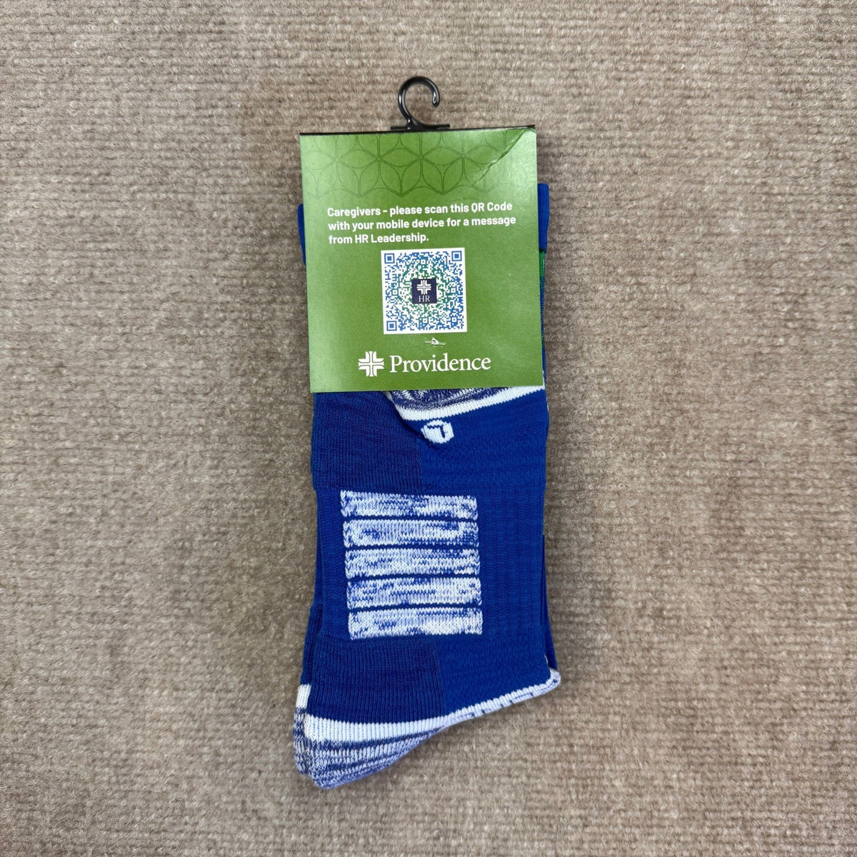 Providence Health Care Happy Holidays Crew Socks Blue Green Promo Merch