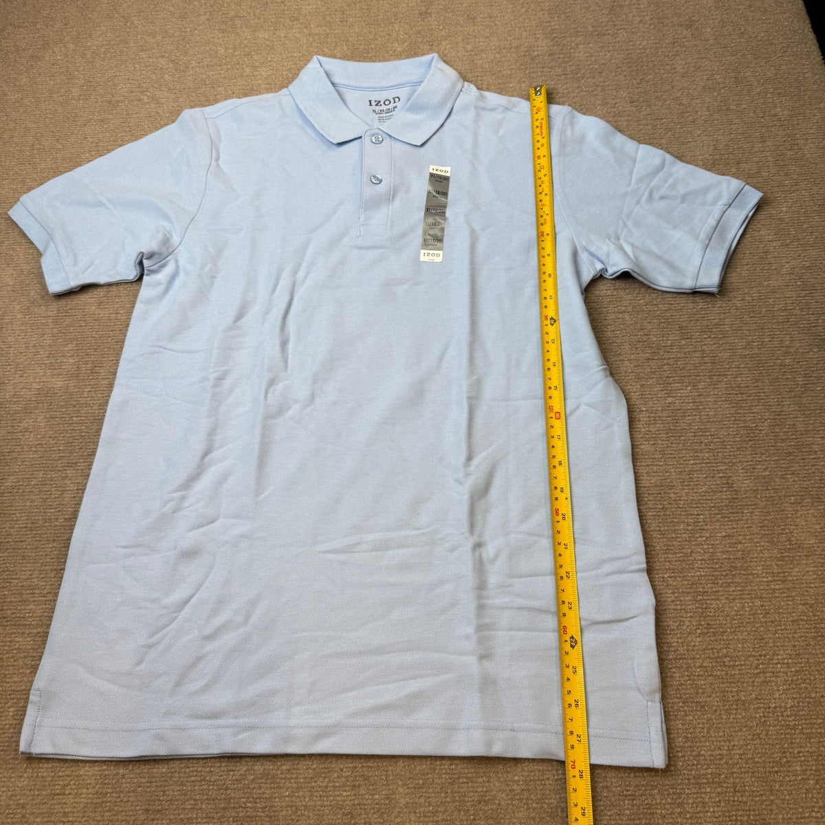 Izod Kids Boys XL 18/20 Husky Light Blue Polo Shirt Short Sleeve