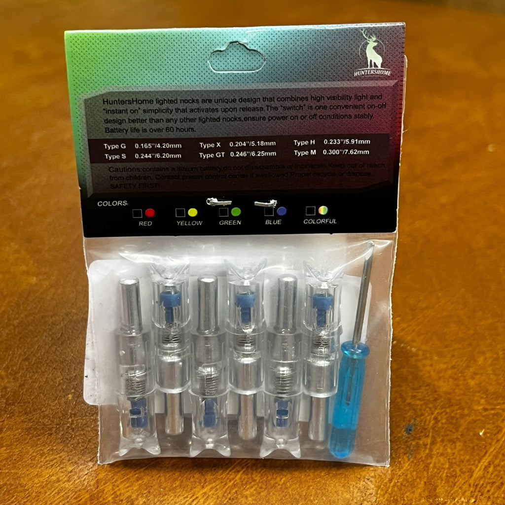 Pack of 6 LED Lighted Nocks for Crossbow Bolts 0.300"/ 7.62mm w/ Tool