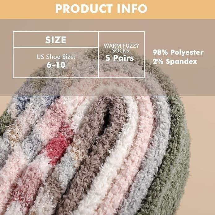 Premillow 5 Pairs Women's Fuzzy Socks Winter Fluffy Cozy Socks with Coral Fleece