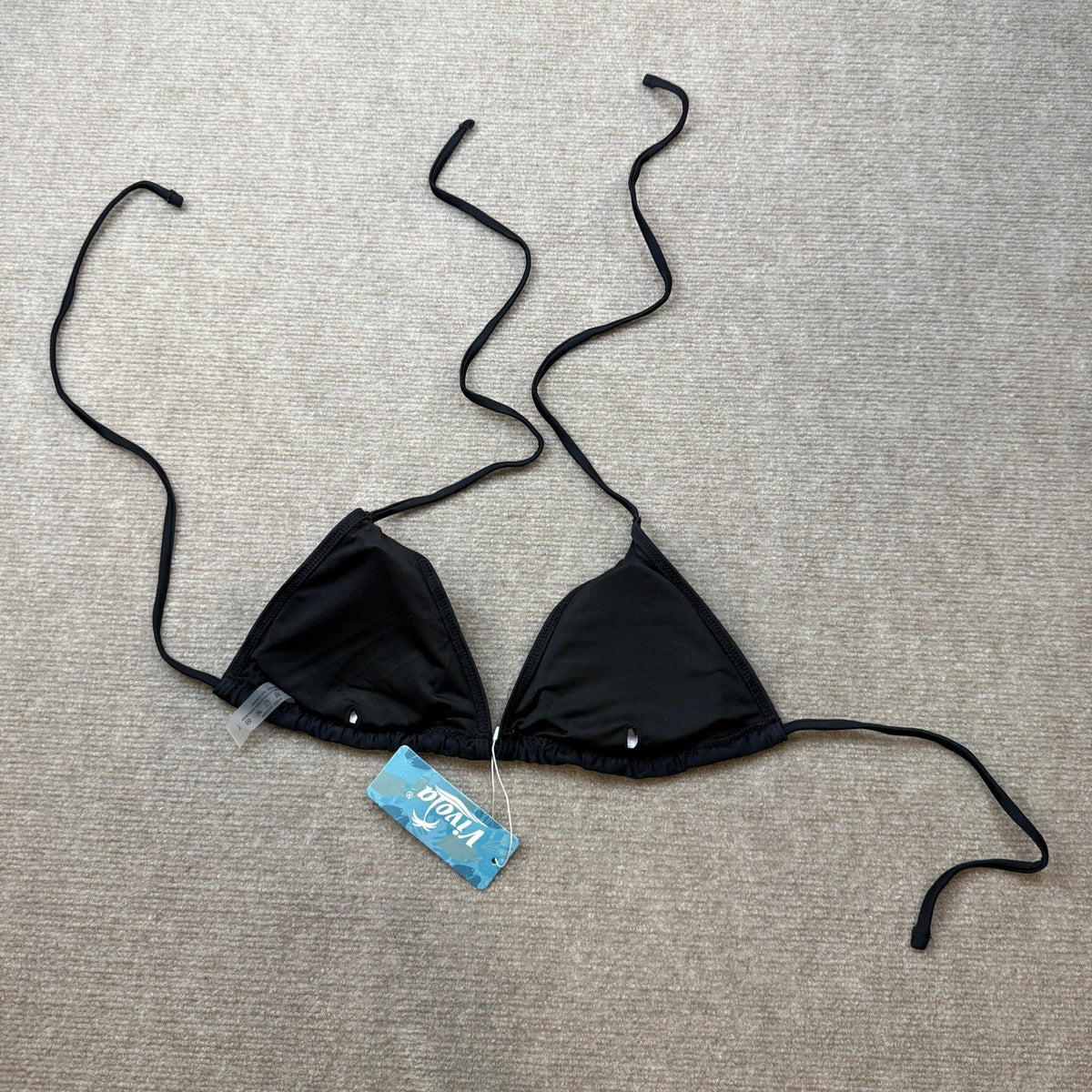 Vivola Women's L Black Bikini Top Triangle Swimsuit Top Only Regular Fit