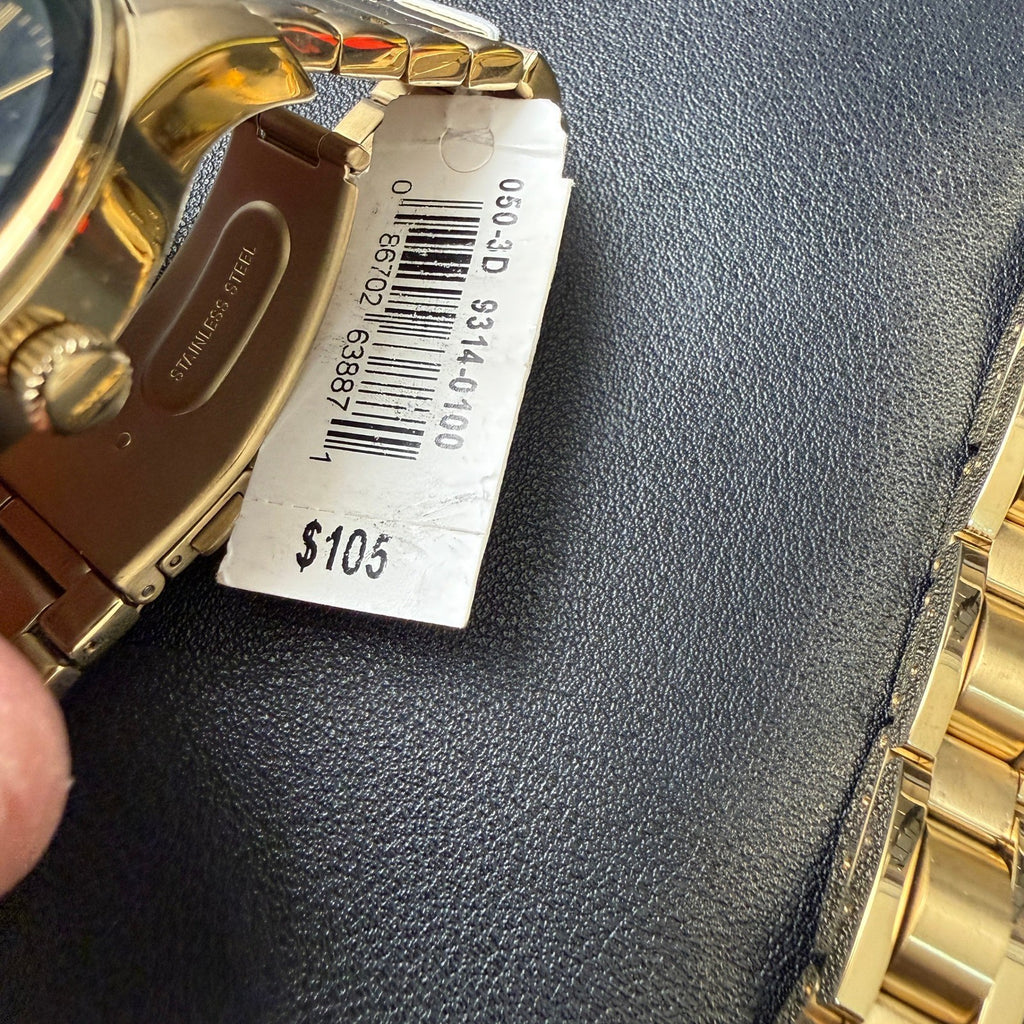 MSRP $105 Armitron 20/5374GP Men's Gold Tone Watch w/ Bracelet Set New Battery