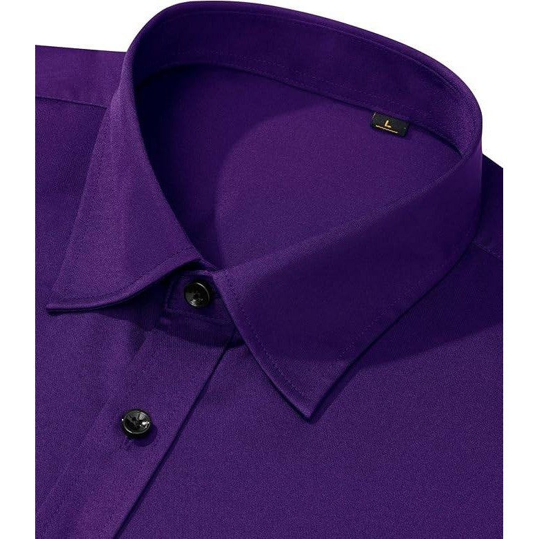 Alimens & Gentle Men's 2XL Purple Dress Shirt Long Sleeve Wrinkle Free Stretch