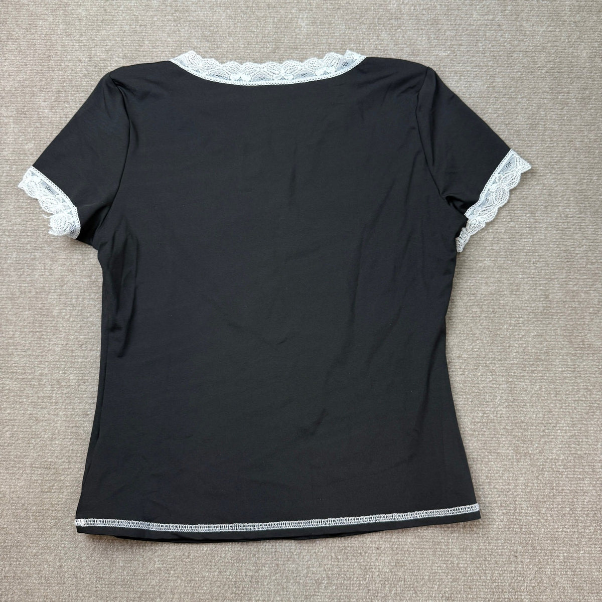 MSRP $23 Aopwsrlyi Women's L Y2k Fairy Grunge Shirt See Through Square Neck Lace