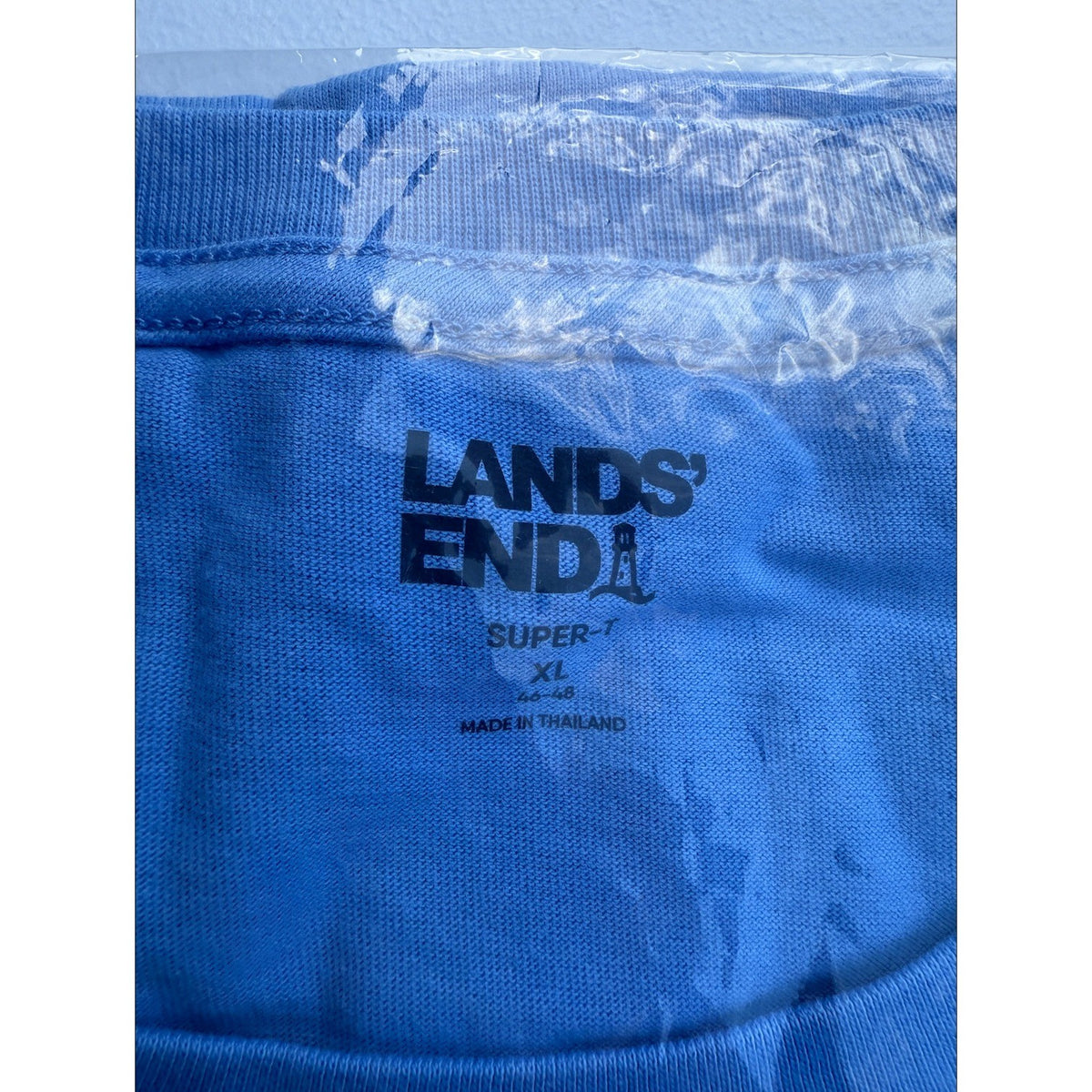 2 Pack Lands' End Mens XL Short Sleeve - Rich Coffee Polo & Chicory Blue T-Shirt