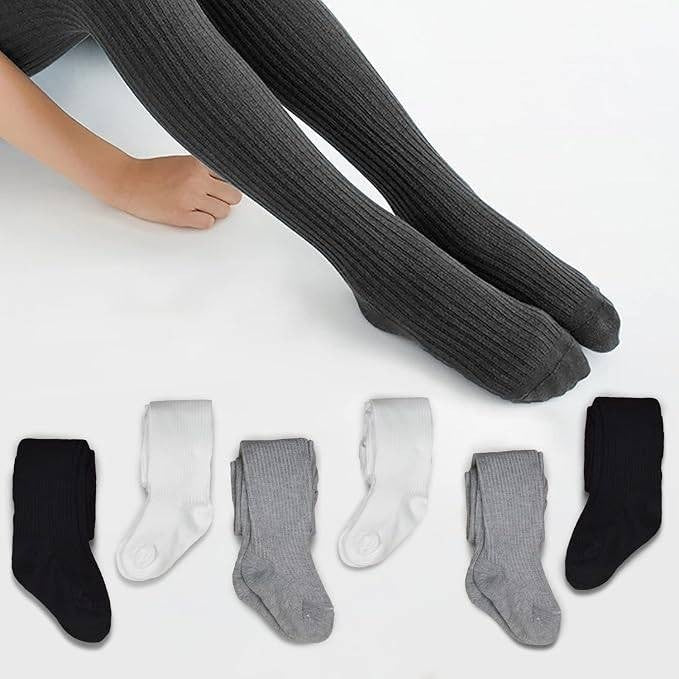 MSRP $19 GENTABY 6 Pack Girls' 1-3Y Tights Cable Knit Pantyhose Soft Cotton