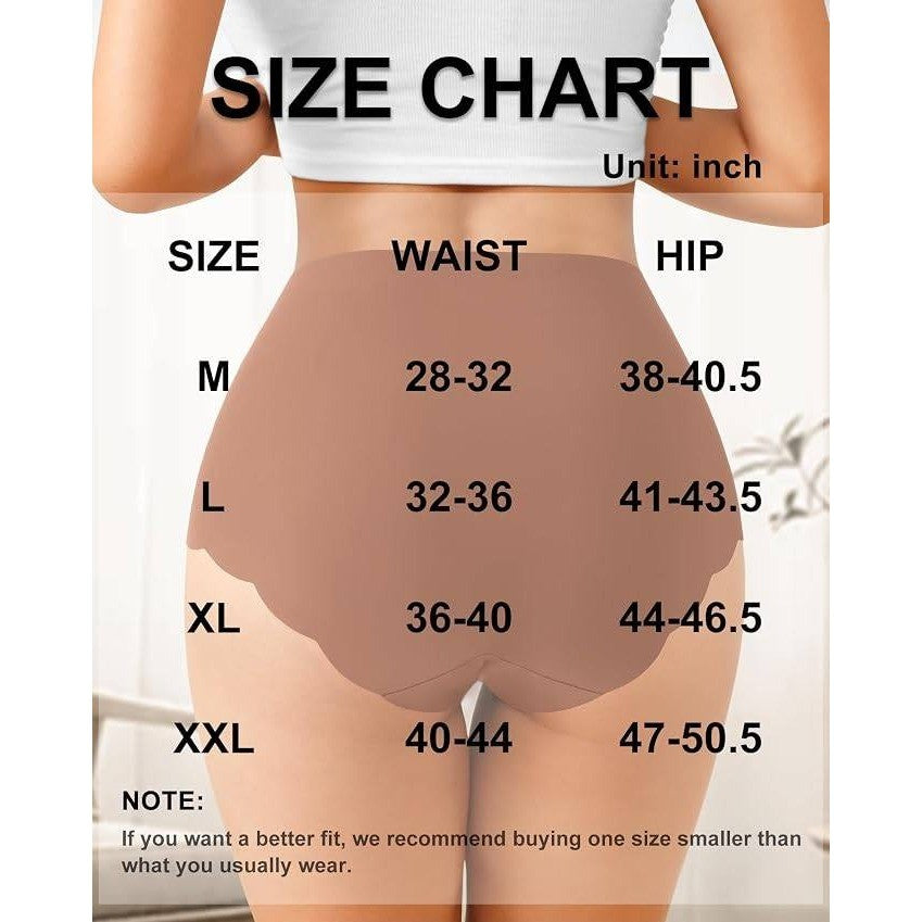 ASIMOON 3 Pack Women's XL Seamless Underwear No Show High Waisted Panties