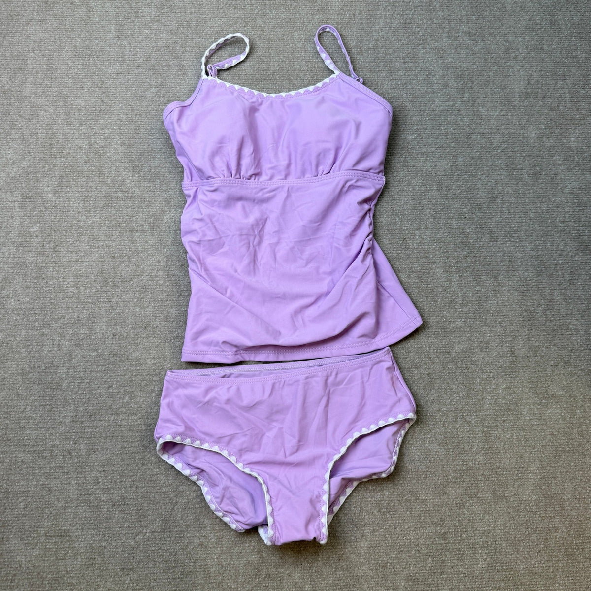 MSRP $25 TyeSmo Girls 11-12Y Swimsuit Solid Color Tankini Contrast Trim Swimwea