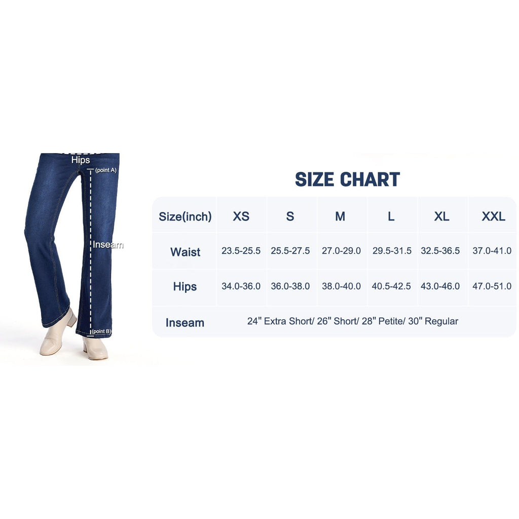 MSRP $57 Prettyleaf Women's Blue L 28" Petite Stretch Flare Jeans High Waisted