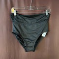 Lands' End Women's S LONG Bikini Swim Bottoms Fold Over Mid Waist Black Chlorine