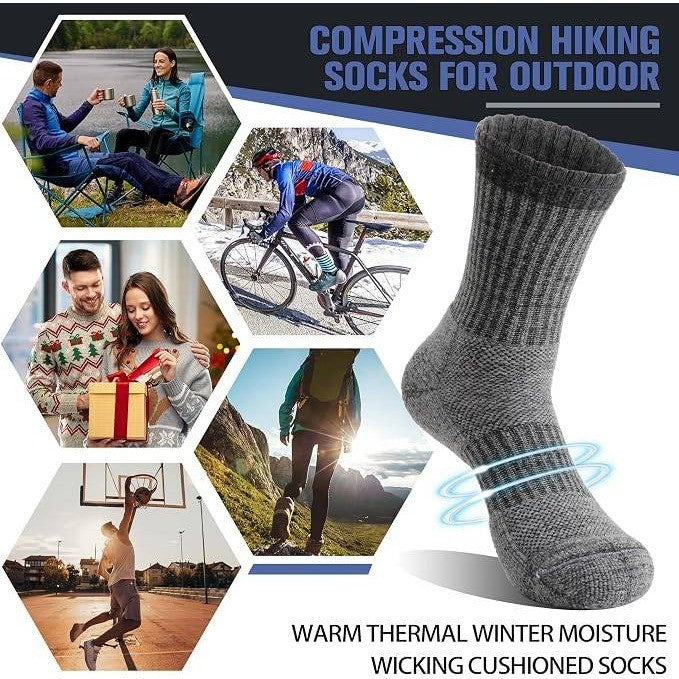 MSRP $18 Welwoos 5 Pairs US 9-12 Merino Wool Hiking Socks Thermal Winter Warm