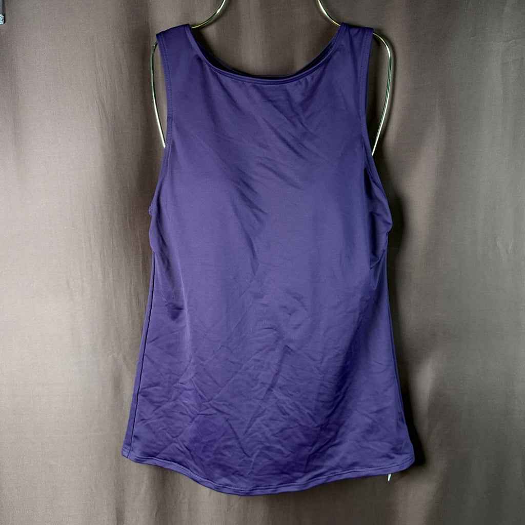 Lands' End Women's 4, 4-8 LONG Blackberry High Neck Modest Tankini Swimsuit Top