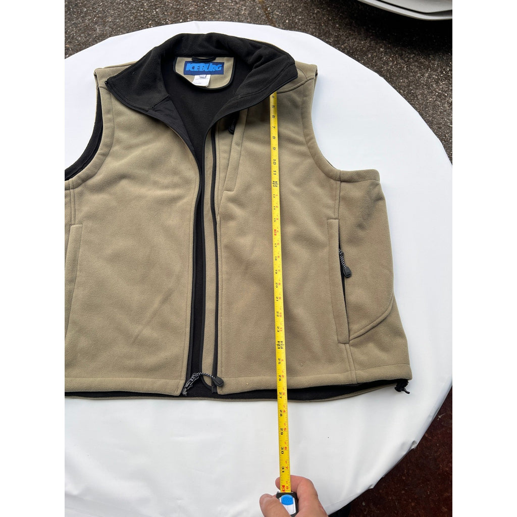 Iceburg Vest Mens Size 2XL Beige Fleece Full Zip Tech Pockets Warm