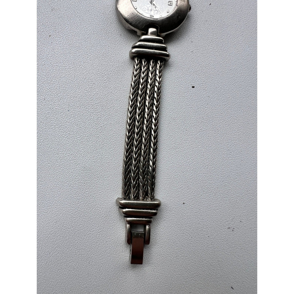 Vintage Quartz Watch 11230-00 Japan Movt Silver Tone Braided Band Needs Battery