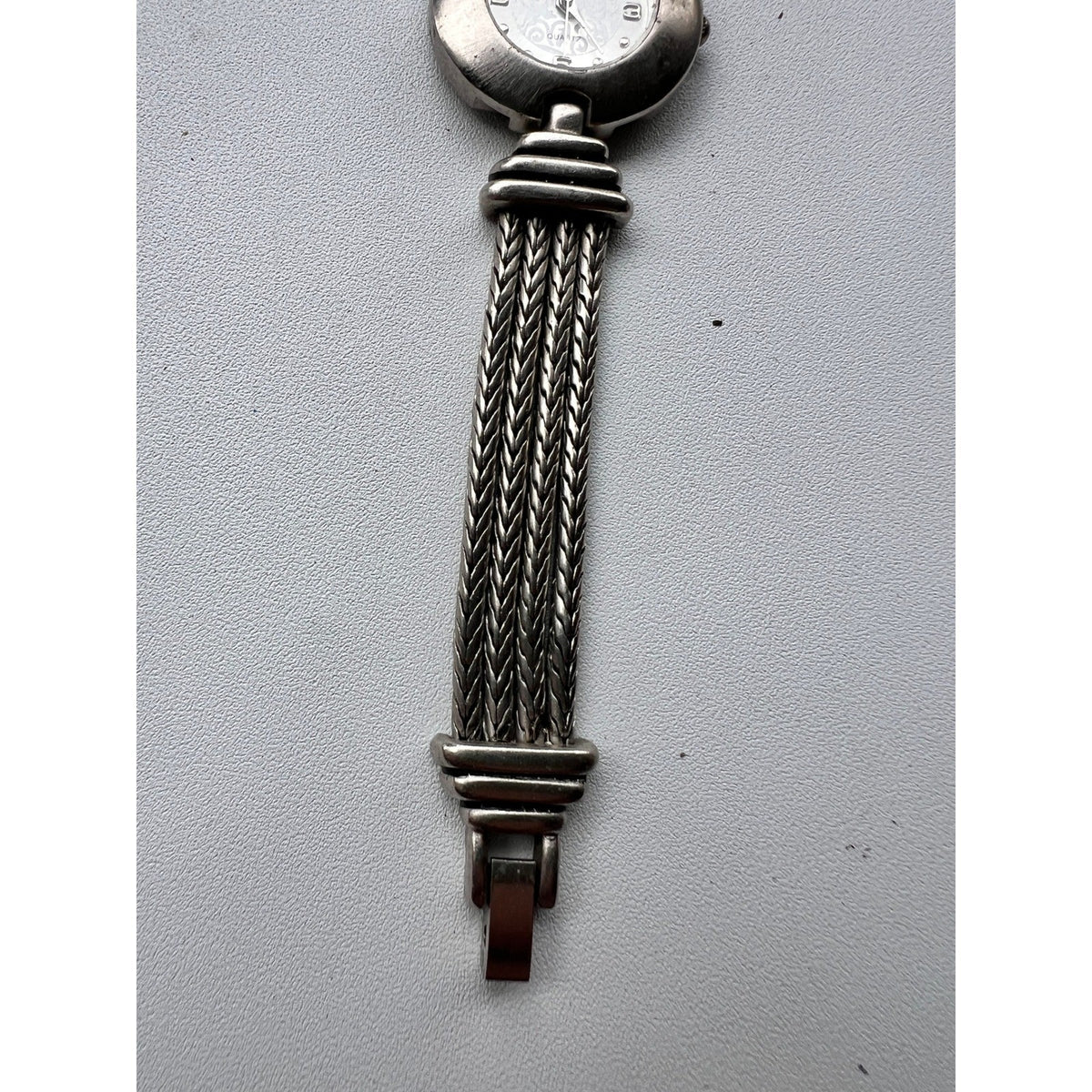 Vintage Quartz Watch 11230-00 Japan Movt Silver Tone Braided Band Needs Battery
