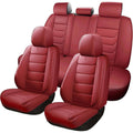 Isen-CoverAuto Wine Red Full Set Universal Fit Coverage Faux Leather Car Seat