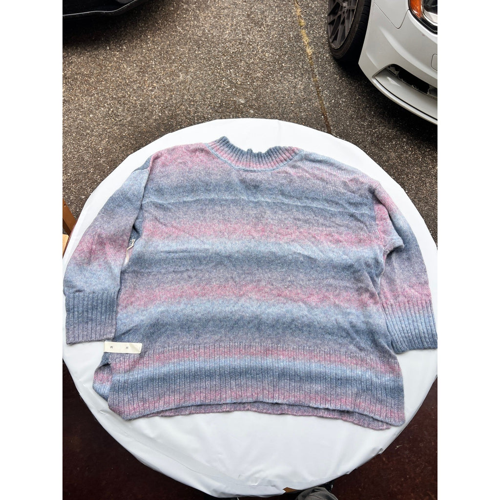 NWT A.N.A Women's Size 3X Ombre Knit Sweater Blue Space Dye MSRP $39 V-Neck Ca