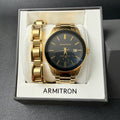 Armitron Men's 20/5374GP Watch and Bracelet Set Gold Tone New Battery Date Func