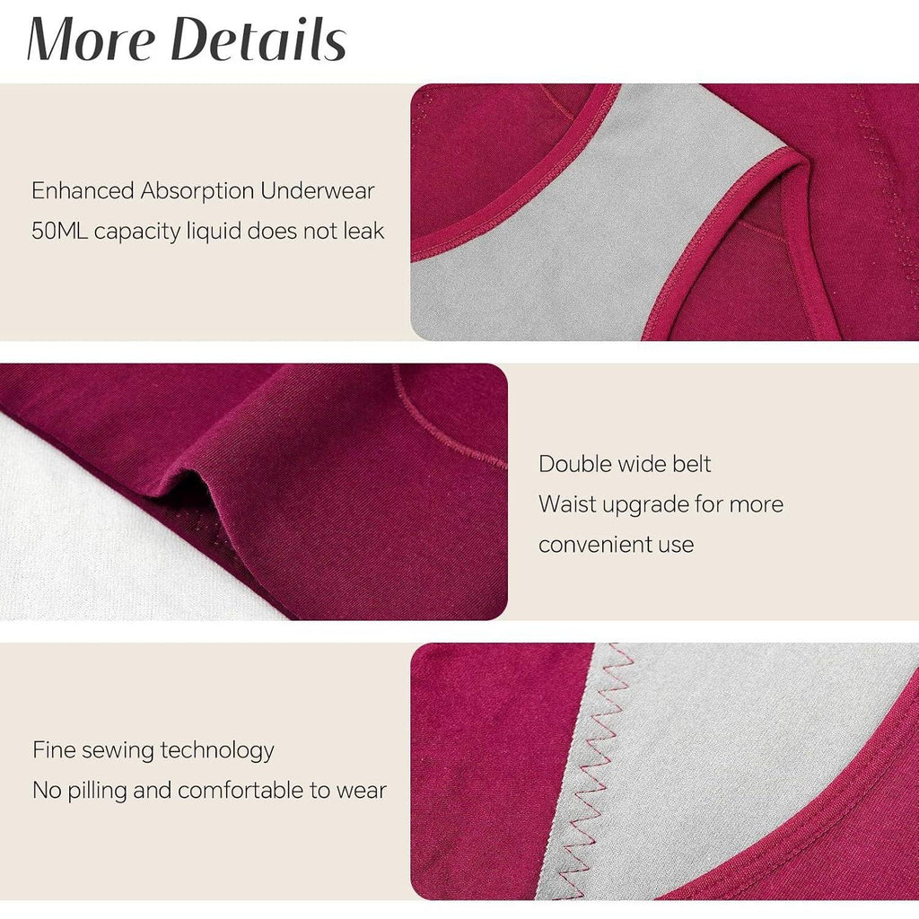 MSRP $31 BAJISA 3 Pack Women's L Incontinence Underwear Cotton Leakproof Period