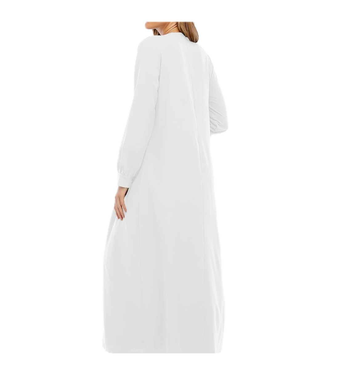 Abetteric Women Solid Color Zipper Abaya Muslim Dress w/ Pockets Islamic Prayer
