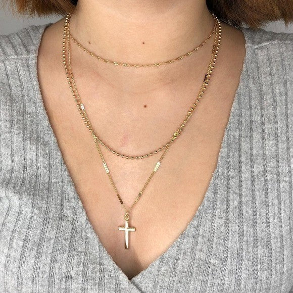 Gold Cross Necklace, Dainty Necklace, Simple Necklace, Christian Jewelry, Chain