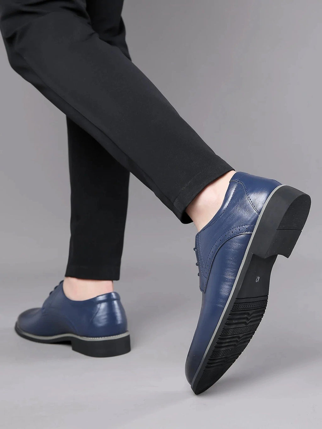 Santimon Men's US 6.5 Blue Casual Brogues Derby Lace Up Classic Dress Shoes