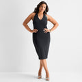 MSRP $90 Ashley Graham Women 24W Peppercorn Black Midi Halter Neck Bodycon