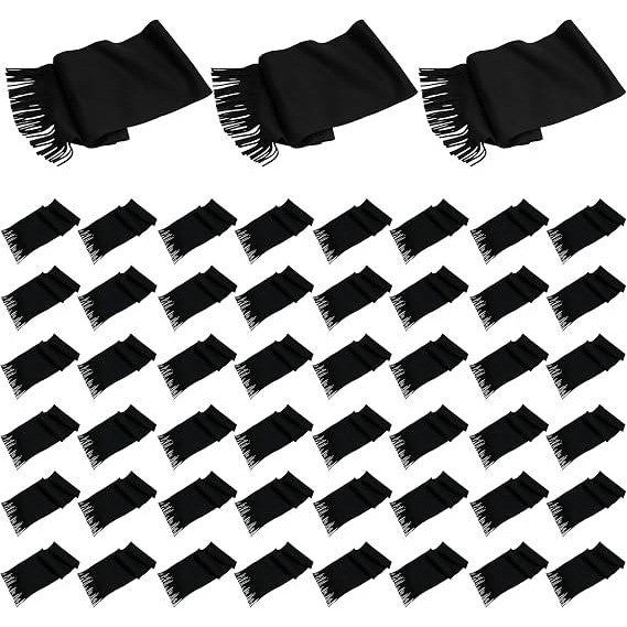 MSRP $108 Winterlace 48 Pack Winter Scarves Men Women Black, Warm Winter Fleece