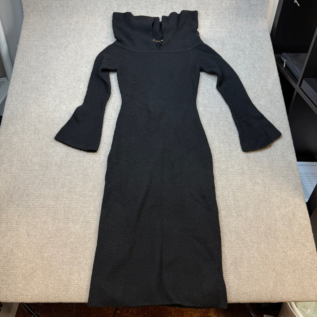 MSRP $50 Saodimallsu Women's S Black Off The Shoulder Maxi Sweater Dress Long